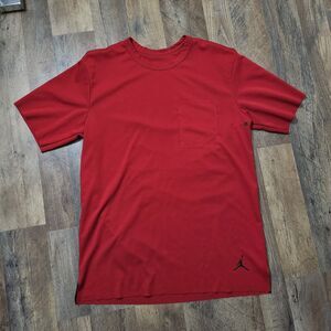 Nike Air Jordan T-shirt Mens M Red Short Sleeve Tech Fleece Stretch Lux Pocket